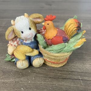 Vtg Marys Moo Moos 1993 Enesco Shucks, You're Sweet Figurine #627712 Cow Rooster